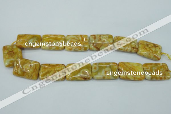 CAG3625 15.5 inches 22*30mm rectangle yellow crazy lace agate beads