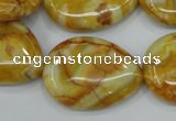 CAG3630 15.5 inches 22*30mm flat teardrop yellow crazy lace agate beads