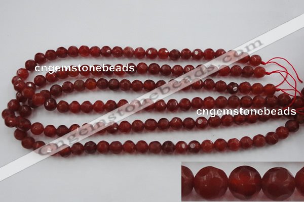 CAG3661 15.5 inches 8mm carved round matte red agate beads