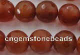 CAG3665 15.5 inches 16mm carved round matte red agate beads