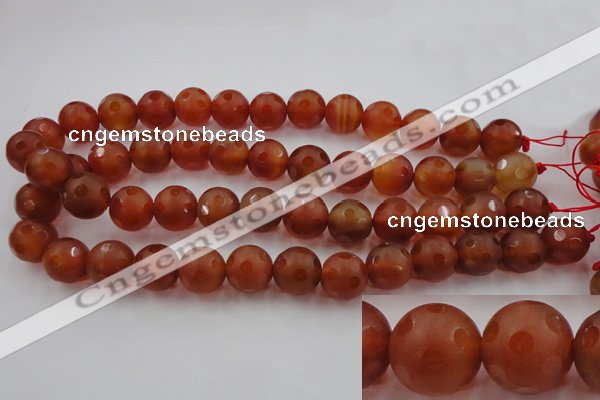 CAG3665 15.5 inches 16mm carved round matte red agate beads