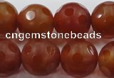 CAG3666 15.5 inches 18mm carved round matte red agate beads