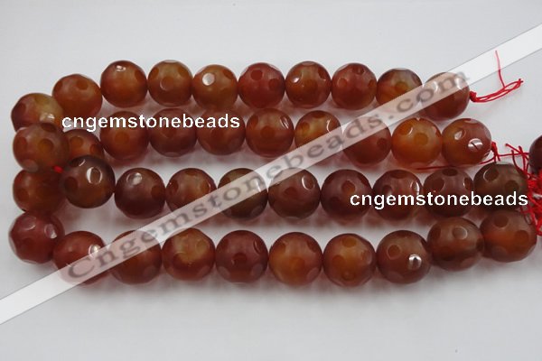 CAG3666 15.5 inches 18mm carved round matte red agate beads