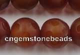 CAG3667 15.5 inches 20mm carved round matte red agate beads