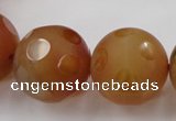 CAG3668 15.5 inches 22mm carved round matte red agate beads