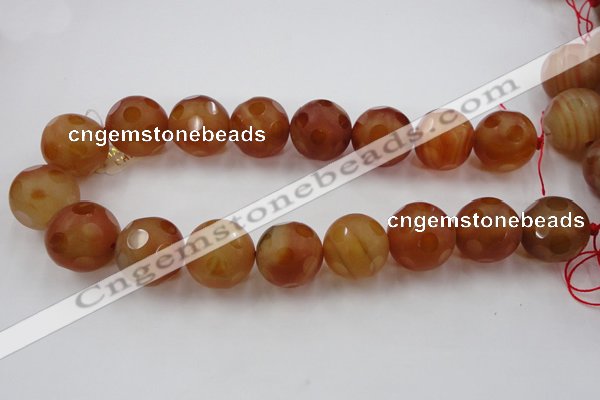 CAG3668 15.5 inches 22mm carved round matte red agate beads