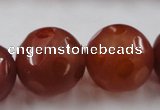 CAG3669 15.5 inches 24mm carved round matte red agate beads