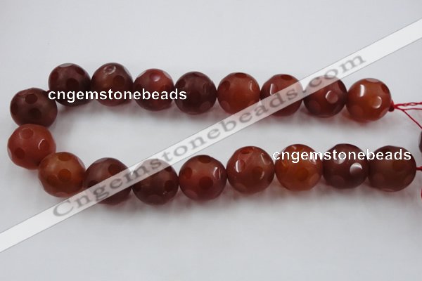 CAG3669 15.5 inches 24mm carved round matte red agate beads