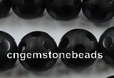 CAG3677 15.5 inches 20mm carved round matte black agate beads