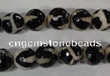 CAG3842 15.5 inches 10mm faceted round tibetan agate beads wholesale