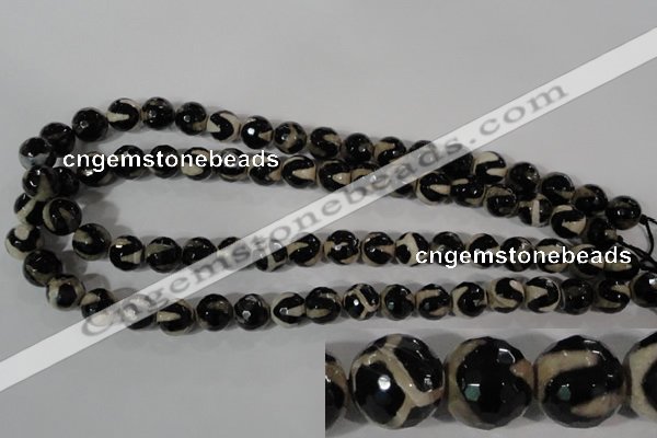 CAG3842 15.5 inches 10mm faceted round tibetan agate beads wholesale