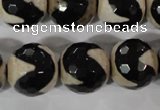 CAG3845 15.5 inches 16mm faceted round tibetan agate beads wholesale