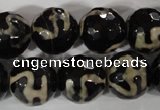 CAG3855 15.5 inches 16mm faceted round tibetan agate beads wholesale