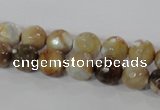 CAG3862 15.5 inches 8mm faceted round fire crackle agate beads