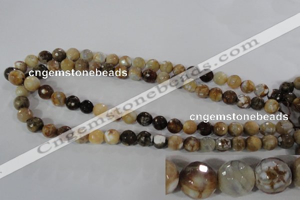 CAG3862 15.5 inches 8mm faceted round fire crackle agate beads