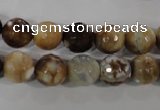 CAG3863 15.5 inches 10mm faceted round fire crackle agate beads