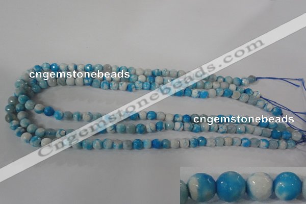 CAG3871 15.5 inches 6mm faceted round fire crackle agate beads