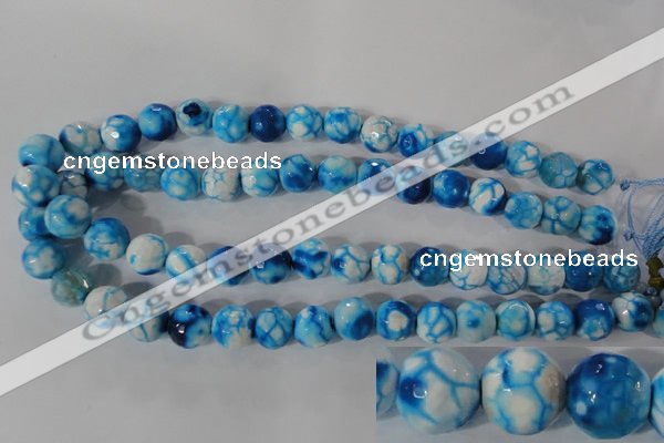 CAG3874 15.5 inches 12mm faceted round fire crackle agate beads