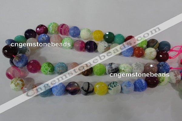 CAG3880 15.5 inches 14mm faceted round fire crackle agate beads