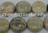 CAG3907 15.5 inches 18mm flat round chrysanthemum agate beads