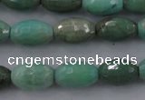 CAG3918 15.5 inches 6*10mm faceted rice green grass agate beads