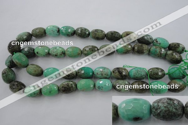 CAG3920 15.5 inches 13*18mm faceted rice green grass agate beads