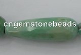 CAG3922 15.5 inches 10*30mm faceted teardrop green grass agate beads