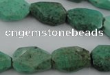 CAG3940 15.5 inches 13*19mm faceted freeform green grass agate beads