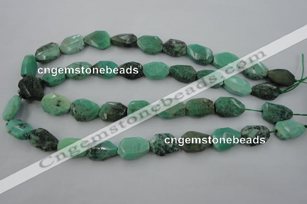 CAG3940 15.5 inches 13*19mm faceted freeform green grass agate beads