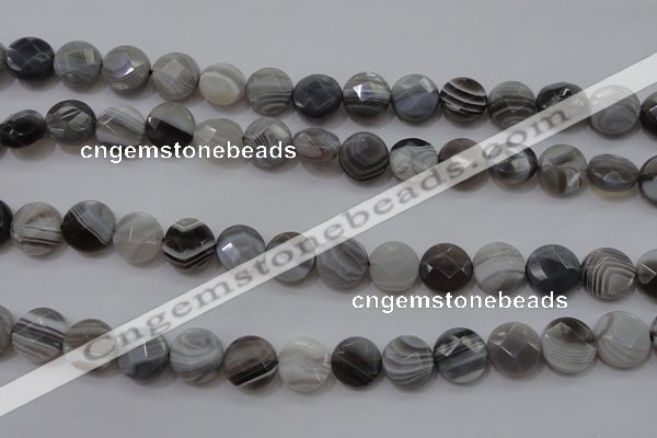 CAG3960 15.5 inches 10mm faceted coin grey botswana agate beads