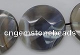 CAG3968 15.5 inches 30mm faceted coin grey botswana agate beads