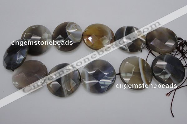 CAG3968 15.5 inches 30mm faceted coin grey botswana agate beads