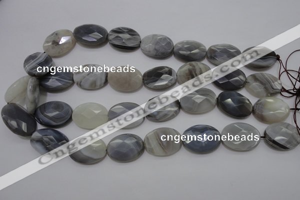 CAG3975 15.5 inches 18*25mm faceted oval grey botswana agate beads