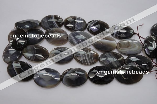 CAG3977 15.5 inches 25*35mm faceted oval grey botswana agate beads