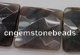 CAG3985 15.5 inches 30*30mm faceted square grey botswana agate beads