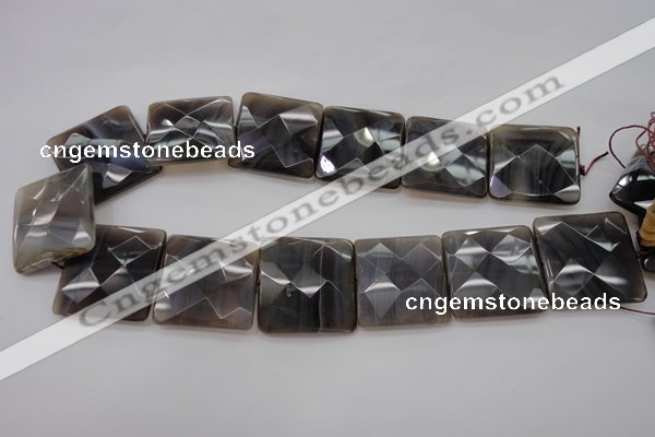 CAG3985 15.5 inches 30*30mm faceted square grey botswana agate beads