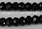 CAG3995 15.5 inches 8*12mm faceted rondelle black agate beads