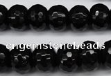 CAG3996 15.5 inches 10*14mm faceted rondelle black agate beads