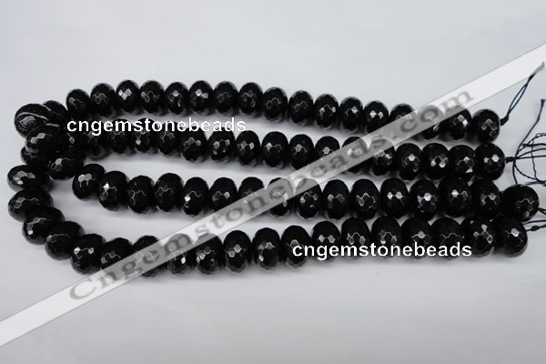 CAG3997 15.5 inches 12*16mm faceted rondelle black agate beads