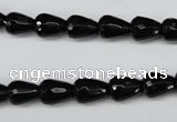 CAG4000 15.5 inches 8*10mm faceted teardrop black agate beads