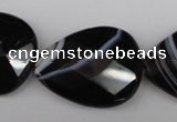 CAG4030 15.5 inches 15*20mm faceted flat teardrop black agate beads