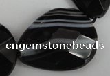 CAG4031 15.5 inches 20*30mm faceted flat teardrop black agate beads