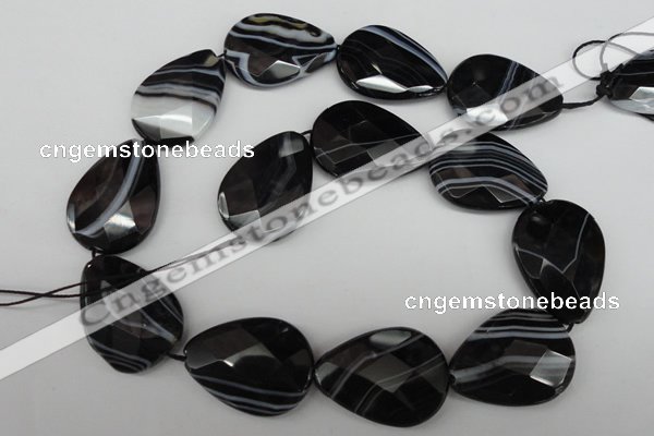 CAG4031 15.5 inches 20*30mm faceted flat teardrop black agate beads