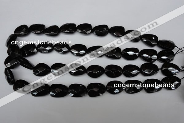 CAG4038 15.5 inches 15*20mm faceted freeform black agate beads