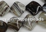 CAG4040 15.5 inches 15*15mm twisted diamond black agate beads