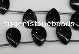 CAG4042 Top-drilled 10*14mm flat teardrop black agate beads