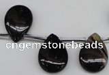 CAG4044 Top-drilled 13*18mm flat teardrop black agate beads