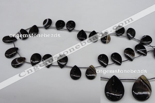 CAG4044 Top-drilled 13*18mm flat teardrop black agate beads