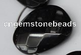 CAG4048 Top-drilled 30*40mm – 35*45mm faceted freeform black agate beads