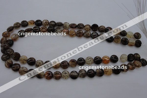 CAG4061 15.5 inches 10mm flat round dragon veins agate beads